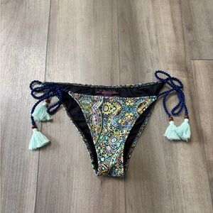 Victoria's Secret Paisley Bikini Bottom with Black Lining Small Green New